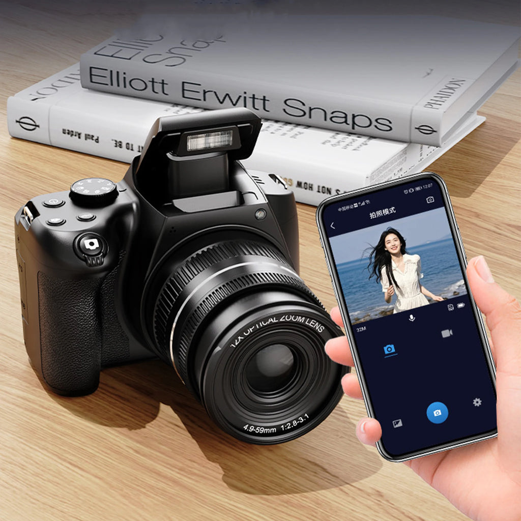 4K HD Digital Camera with Auto Focus & 12X Optical Zoom – 72MP Vlogging Camera for YouTube & Photography