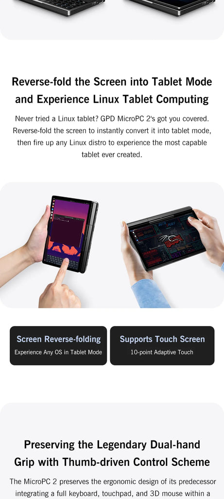 GPD MicroPC 2 – 7-Inch Mini Laptop with Intel® Core™ i3-N300/N250, 16GB RAM & 512GB SSD – Ultra-Portable Windows 11 Pocket Computer
