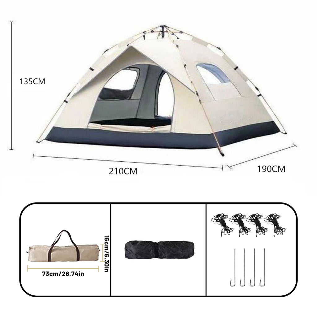 4-Person Automatic Pop-Up Tent – Waterproof & UV-Resistant Shelter for Camping, Fishing & Beach | Pakicetus