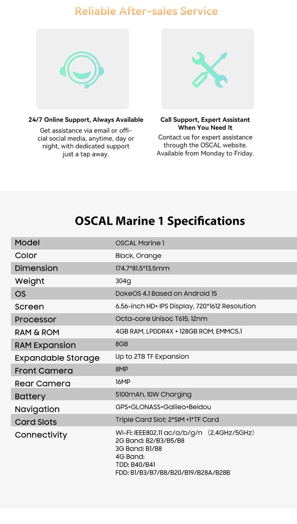 Blackview Oscal MARINE 1 Rugged Smartphone – 6.56" HD+ 90Hz Display, Android 15, 5100mAh Battery, IP68 Waterproof, 12GB RAM + 128GB ROM