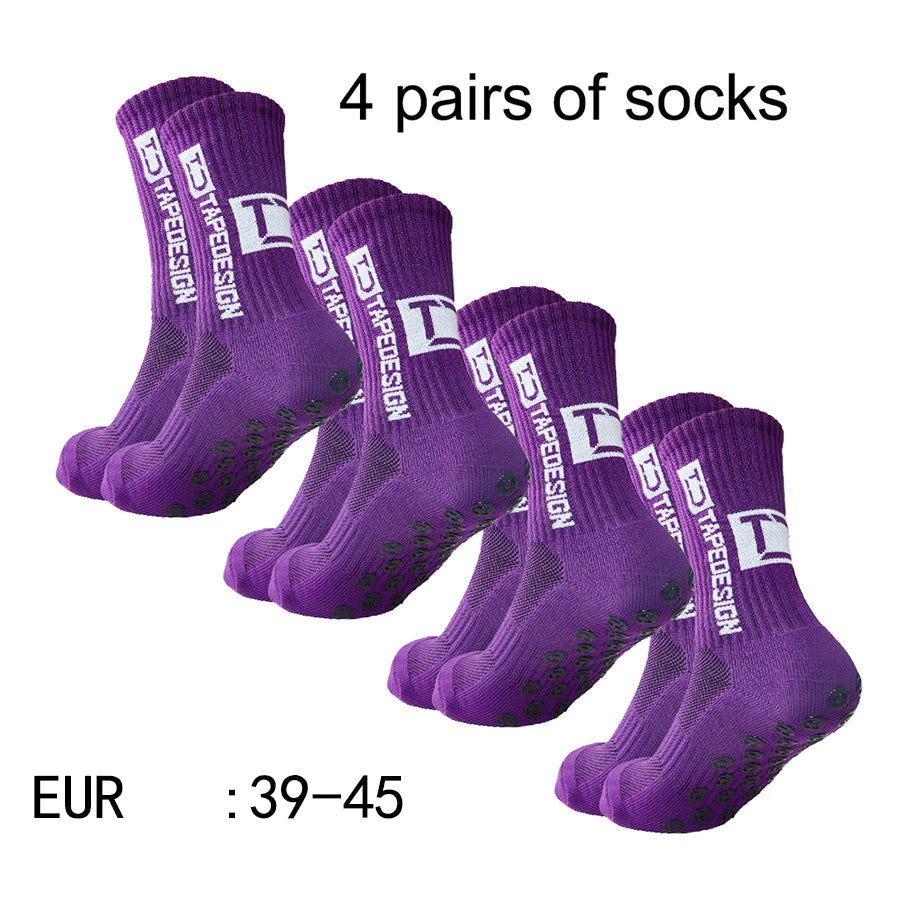 4 Pairs Mid-Tube Non-Slip Football Socks – Breathable & Durable Sports Training Socks (Unisex)
