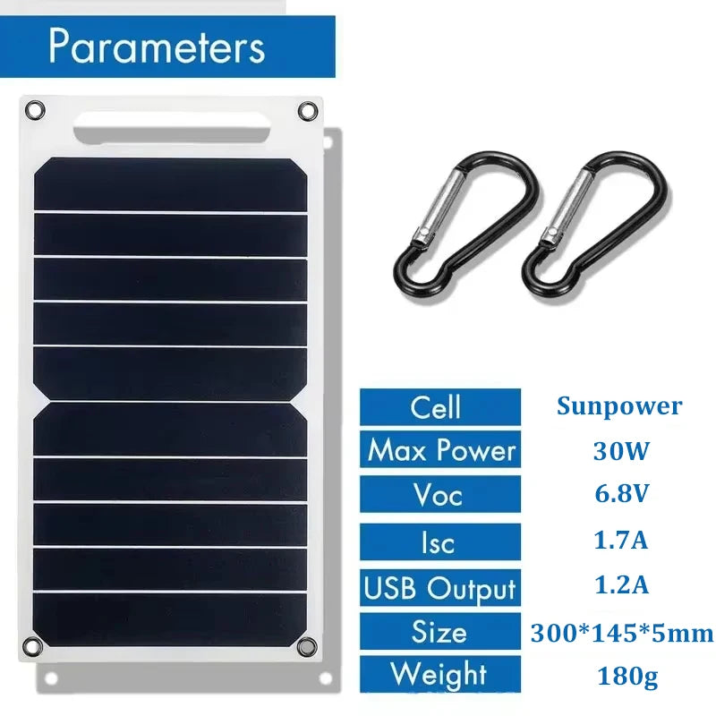 30W Portable Solar Panel Charger with USB – Waterproof Outdoor Power for Hiking, Camping & Travel