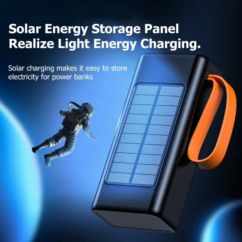 Xiaomi 200000mAh Solar Power Bank – High-Capacity External Battery with Built-in Cables & LED Light