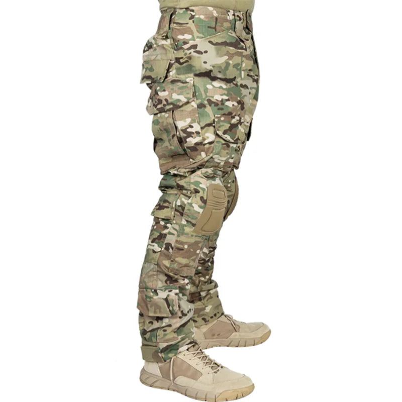 Men’s Tactical Combat Pants with Knee Pads – Camouflage Military-Grade Cargo Trousers for Hunting, Trekking & Outdoor Survival