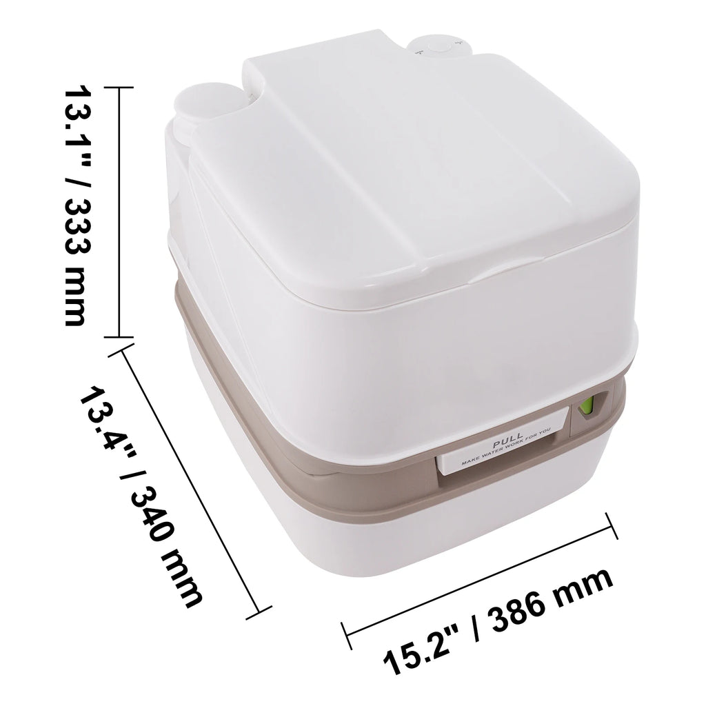 VEVOR Portable Camping Toilet – 3.2/5.3 Gal Waste Tank, 2.6/3.2 Gal Flush Tank, Pressurized Flush with Level Indicator – Compact, Durable & Odor-Free