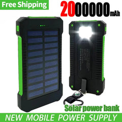 200,000mAh Solar Power Bank – Heavy-Duty Outdoor Backup Charger with Dual USB, LED Flashlight & Compass