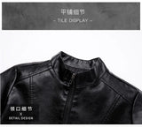 Men's PU Leather Stand Collar Motorcycle Jacket – Casual Windbreaker Biker Coat thumbnail 24