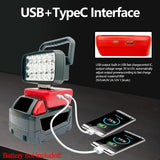 18-LED Portable Work Light – Compatible with Makita, Milwaukee & DeWalt 18V/20V Batteries – 1500LM Spotlight Torch with USB Output thumbnail 24