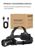 COBA XHP360 Ultra-Bright 36-Core Rechargeable Headlamp – 5 Light Modes, 2000m Range, Zoom Beam, IP68 Waterproof thumbnail 21