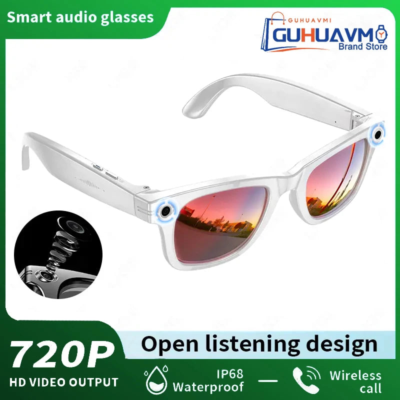 GUHUAVMI Smart Glasses for Men – 8MP Camera | WiFi | Bluetooth | AI Features | IP65 Waterproof
