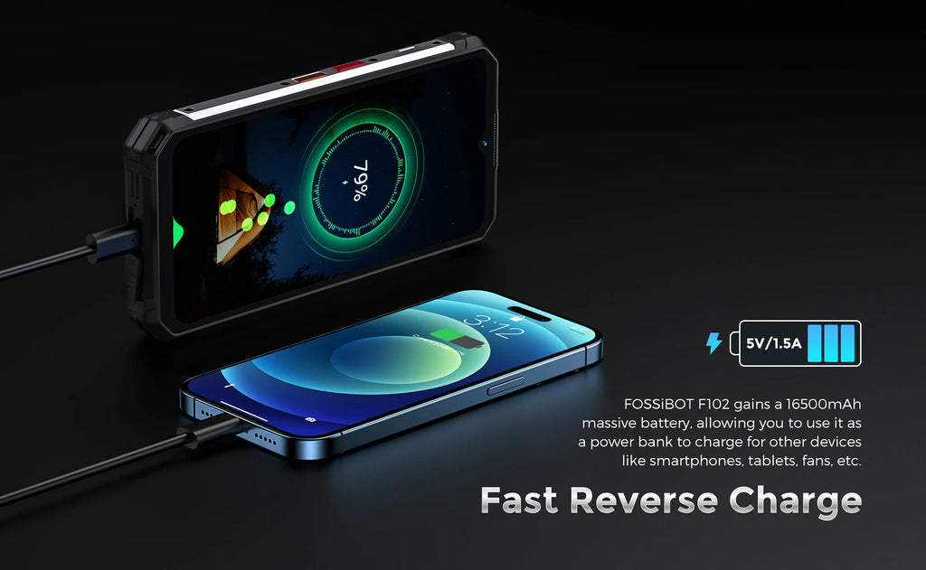 FOSSiBOT F102 Rugged Smartphone – 16500mAh Battery, 20GB+256GB, Android 13, 120Hz 6.58" FHD+ Display, Helio G99, 108MP Camera, NFC