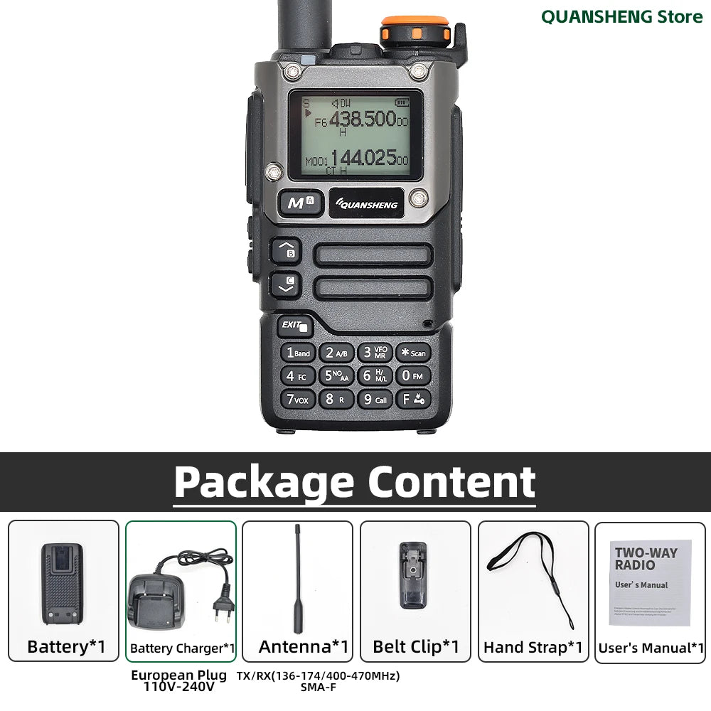 Quansheng UV-K5(8) Long-Range Dual Band Walkie Talkie – 200 Channel Portable Two-Way Radio with AM/FM, Emergency Weather, Cross-Band Intercom & Type-C Charging