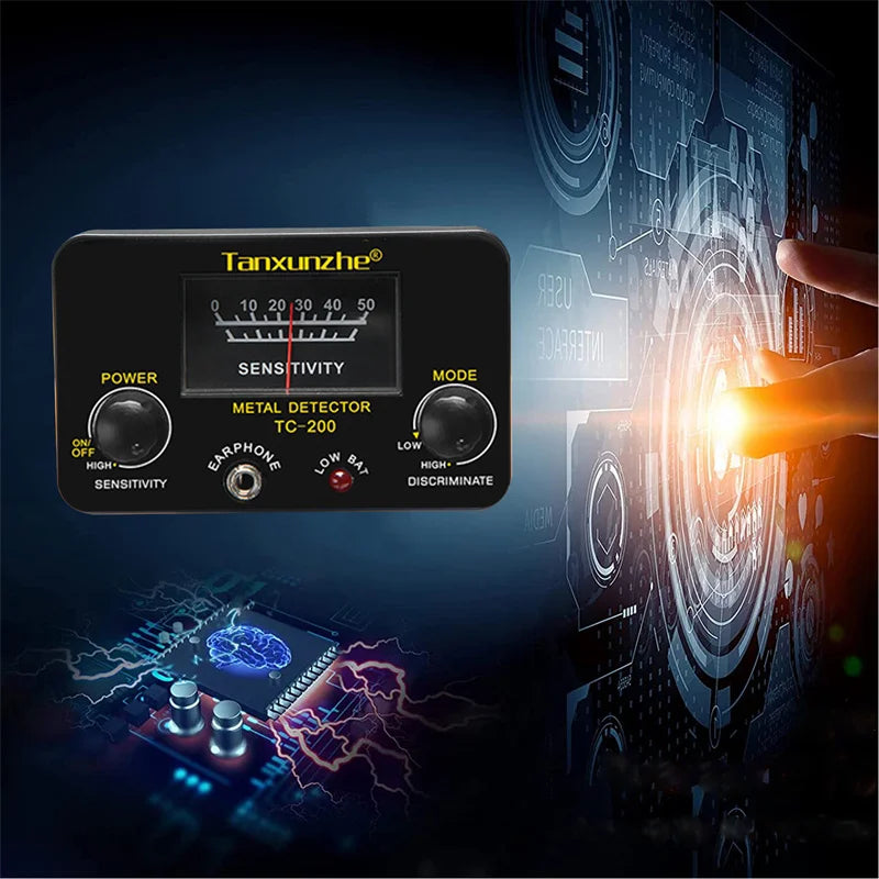 TC-200 Advanced Metal Detector – Adjustable Underground Gold & Metal Tracker with Waterproof Search Coil