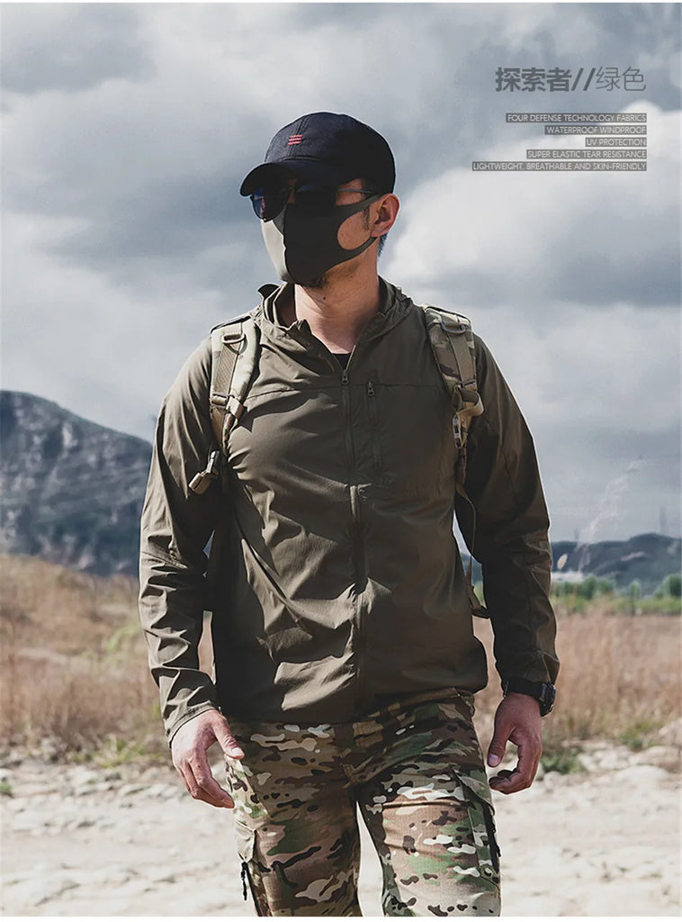 Men’s Tactical Sun-Protective Hiking Jacket – Lightweight, Waterproof, Quick-Dry Outdoor Shell