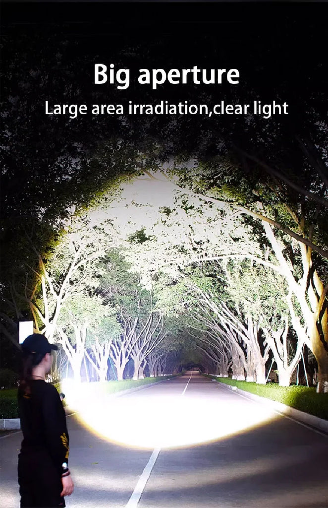 9000000LM Rechargeable Tactical LED Flashlight β 600W, Long-Range Beam, 12000mAh Power Bank, Waterproof & Zoomable