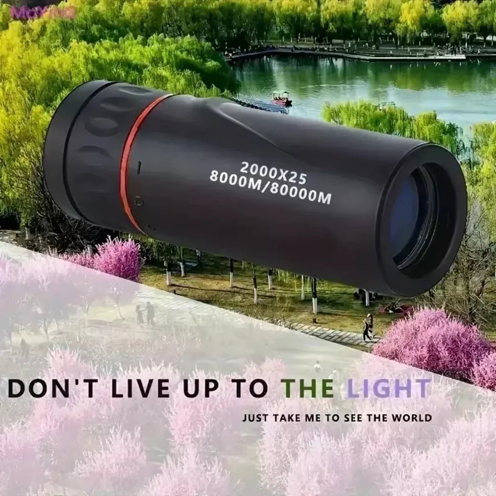 2000x25 HD Monocular Telescope with Phone Holder – Portable, Waterproof, and High-Powered for Hunting, Camping & Birdwatching