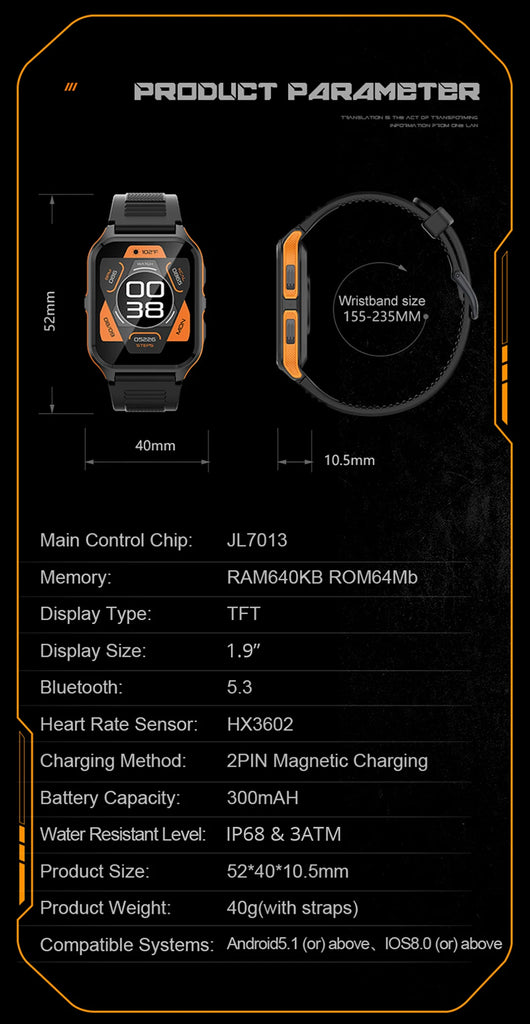 COLMI P73 Military Outdoor Smartwatch – 1.9" Display, Bluetooth Calling, 100+ Sport Modes, IP68 Waterproof