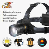 COBA XHP360 Ultra-Bright 36-Core Rechargeable Headlamp – 5 Light Modes, 2000m Range, Zoom Beam, IP68 Waterproof thumbnail 1