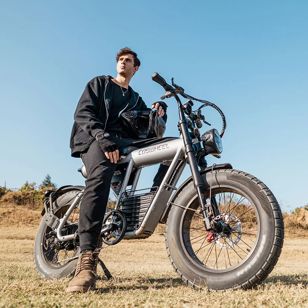Coswheel CT20S 2000W Electric Dirt Bike β 60V 27.5Ah Fat Tire Ebike for Adults (20" Off-Road Tires, 161km Range)