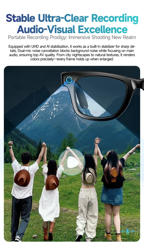 GUHUAVMI Smart Glasses for Men – 8MP Camera | WiFi | Bluetooth | AI Features | IP65 Waterproof