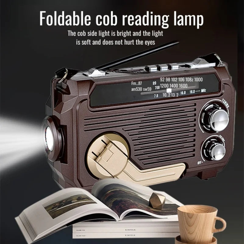 Hand Crank Emergency Weather Radio with Bluetooth – Solar/USB Rechargeable, Portable Power Bank