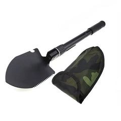 6-in-1 Military Folding Shovel with Pickaxe – Compact, Multi-Tool Survival Spade with Carry Case