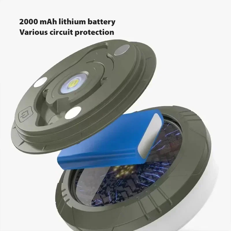 4-in-1 LED Camping Light Strip – 10M Waterproof Rechargeable Tent & Atmosphere Lamp with USB Power Bank (Military Green)