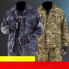 Men’s Wear-Resistant Outdoor Workwear Set – Black Python Pattern | Durable Polyester Tracksuit