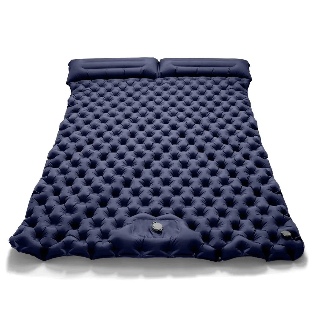 Double Camping Air Mattress with Built-In Pillows – Ultralight Inflatable Sleeping Pad for 2 – Waterproof, Compact & Durable