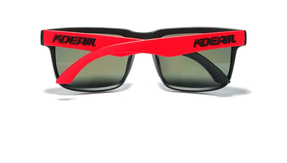 KDEAM Polarized Sunglasses – Unisex Square Frame UV400 Outdoor Eyewear (Red Mirror Lens, Model KD332)