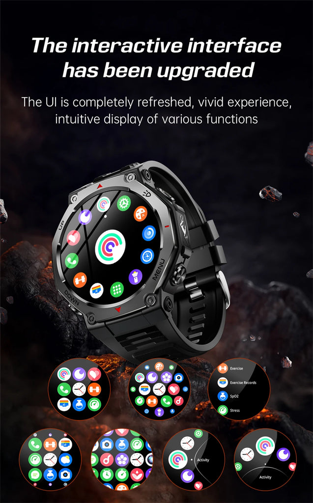 LIGE 2025 KT85 Outdoor Smartwatch – 1.43" AMOLED Display, Long Battery Life, Fitness & Health Tracker for Men
