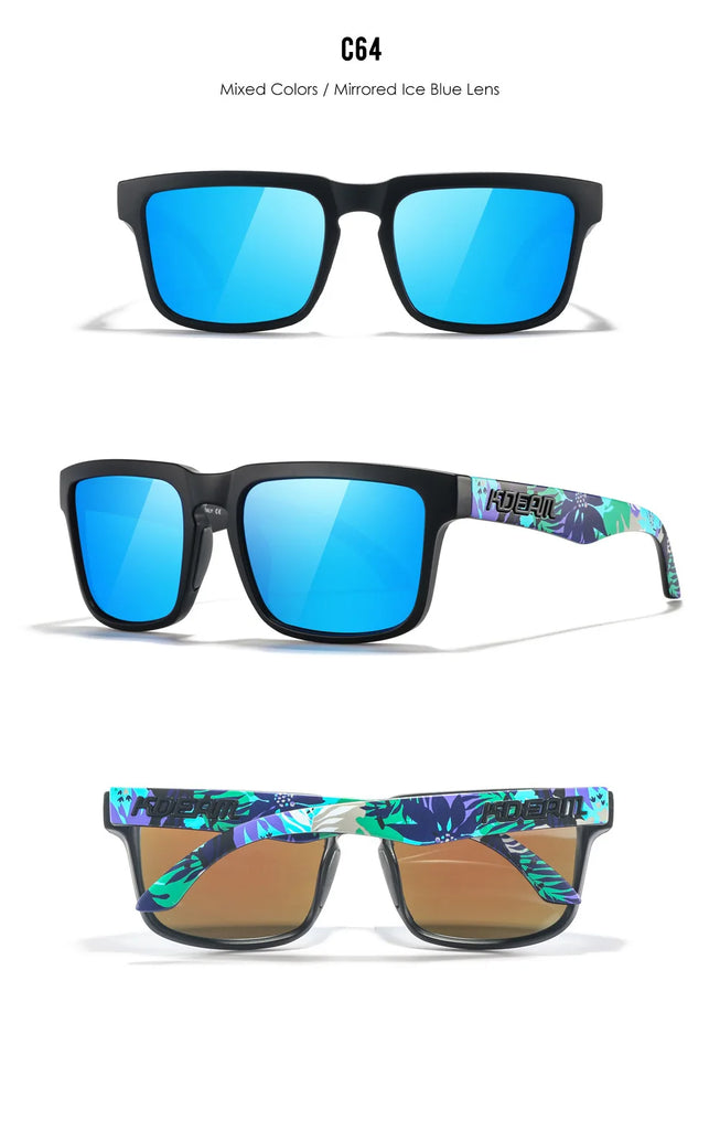 KDEAM Polarized Sunglasses – Unisex Square Frame UV400 Outdoor Eyewear (Red Mirror Lens, Model KD332)