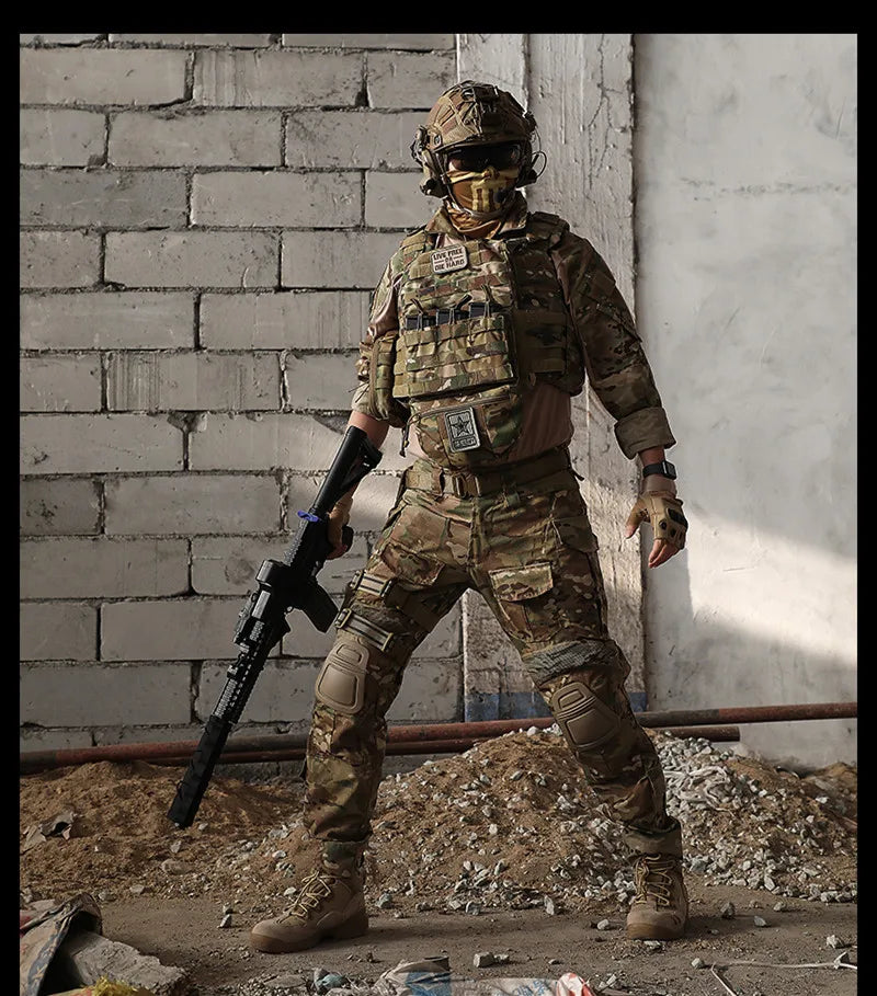 Men’s Tactical Combat Pants with Knee Pads – Camouflage Military-Grade Cargo Trousers for Hunting, Trekking & Outdoor Survival