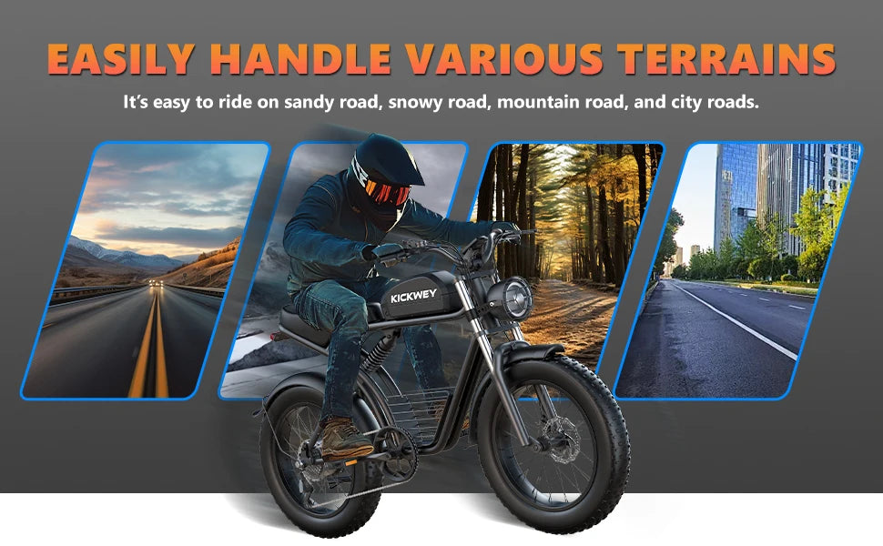 Kickwey K7 1500W Fat Tire Electric Bike – 48V 23Ah Lithium, 46km/h Mountain E-Bike for Adults