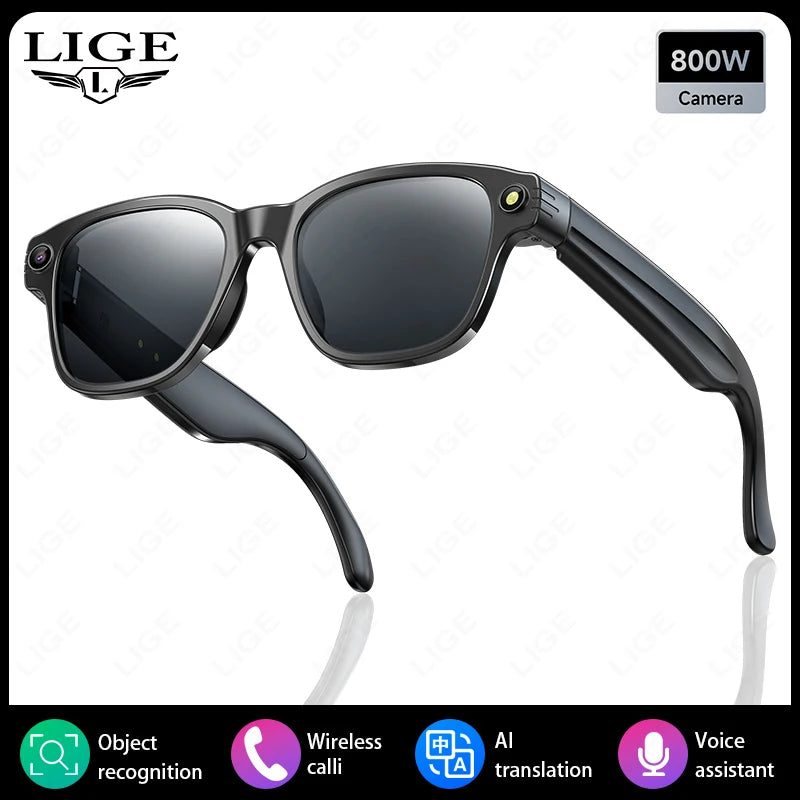 LIGE AI Smart Glasses with 8MP Camera – WIFI & Bluetooth Real-Time Transmission