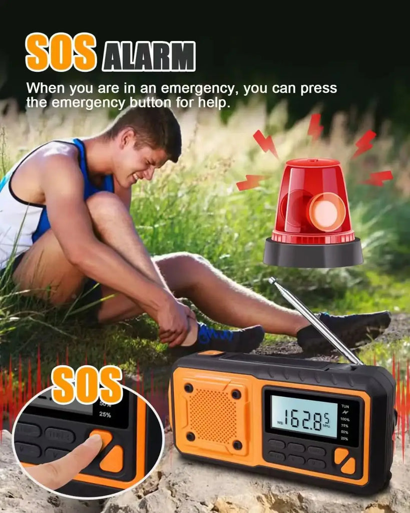 Sayin DAB+/FM Emergency Crank Radio – 5000mAh Solar Powered Bluetooth Speaker with Torch, SOS Alarm & Compass