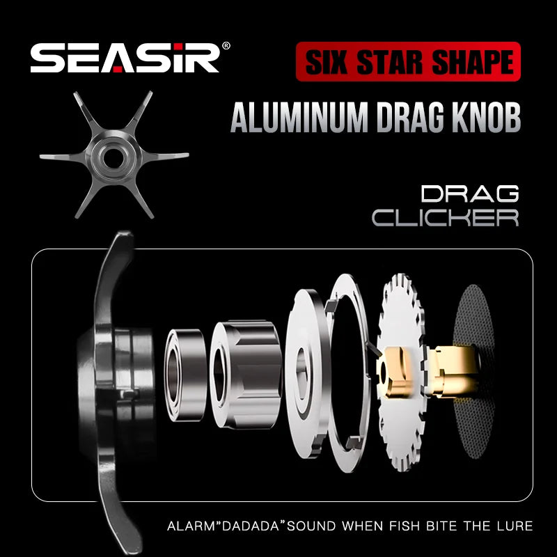 Seasir Salminus Baitcasting Reel – 8.0:1 Gear Ratio | Dual Aluminum Spools | 11+1BB | 12KG Drag Power