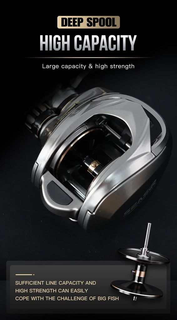 SeaSir Megacuda Baitcasting Reel β 15KG Drag, 9+1BB, 6.5:1 Gear Ratio, Deep Spool Aluminum & Carbon Jigging Reel for Saltwater Fishing