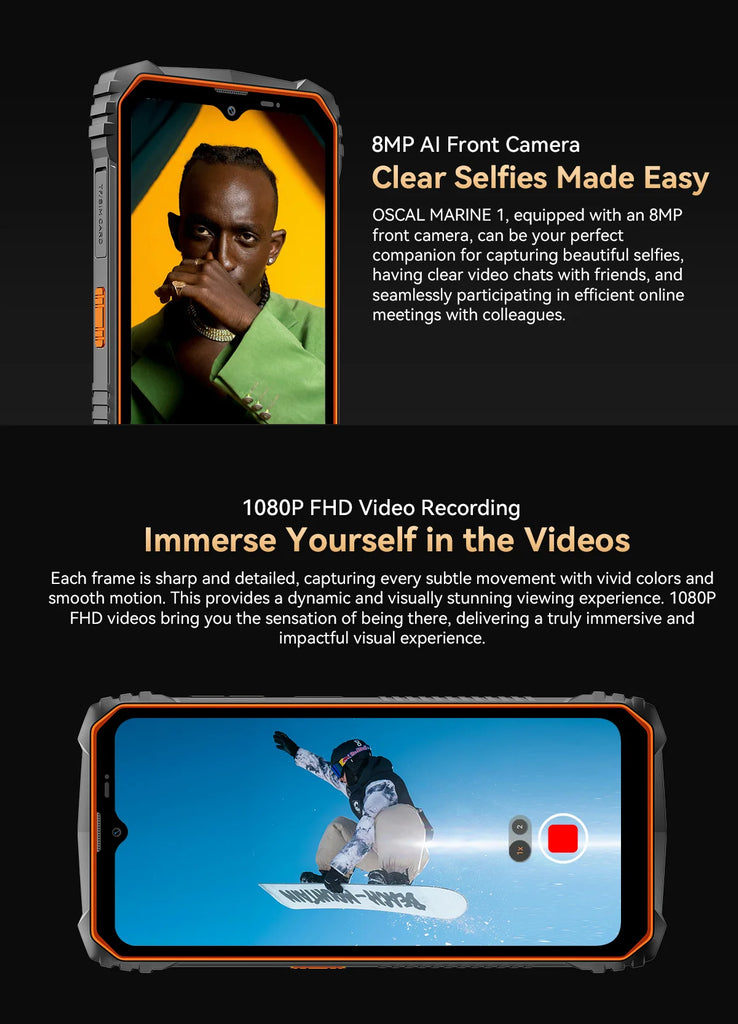 Blackview Oscal MARINE 1 Rugged Smartphone – 6.56" HD+ 90Hz Display, Android 15, 5100mAh Battery, IP68 Waterproof, 12GB RAM + 128GB ROM