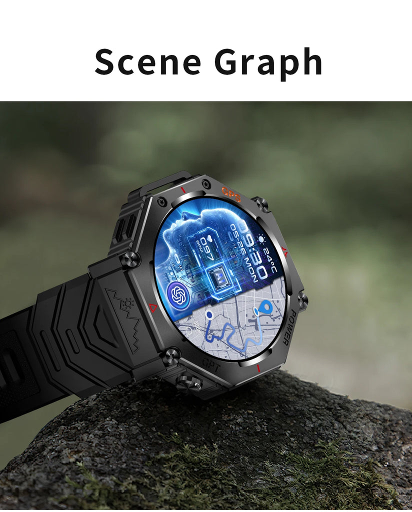 LIGE 2025 GPS Smartwatch for Men β Outdoor Sport Watch with AI Assistant, Compass, Altimeter, Barometer, and 3ATM Waterproof Protection
