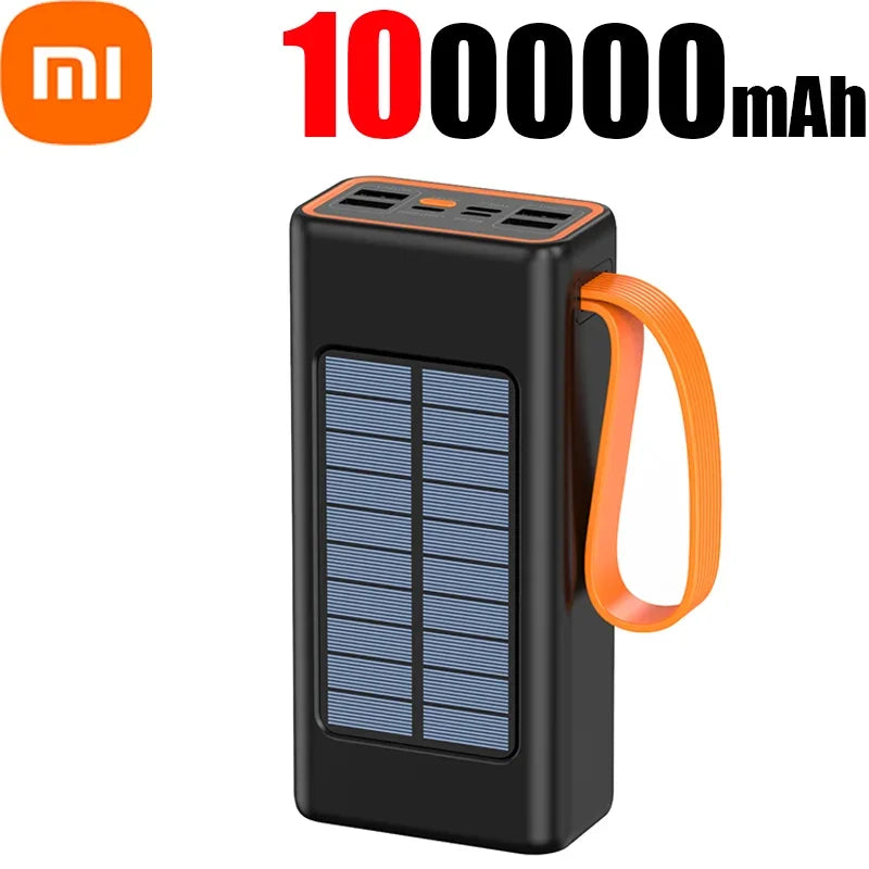 Xiaomi 200000mAh Solar Power Bank – Ultra-High Capacity with Built-in Cables, LED Light & Quick Charge