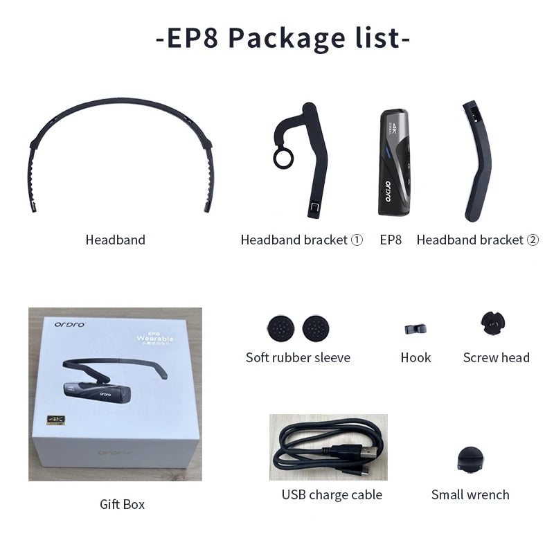 Ordro EP8 Head-Mounted 4K Action Camera – Hands-Free Vlogging, Filmmaking & Adventure Recording