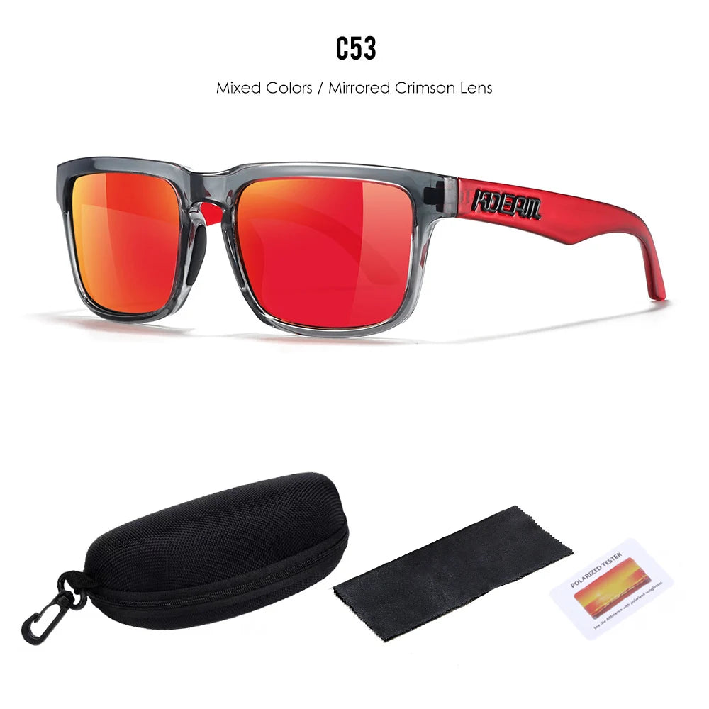 KDEAM Polarized Sunglasses – Unisex Square Frame UV400 Outdoor Eyewear (Red Mirror Lens, Model KD332)