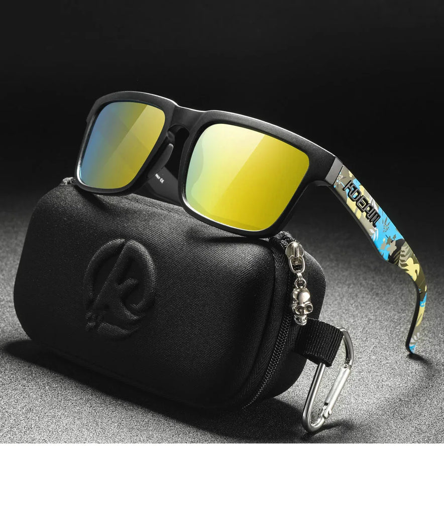 KDEAM Polarized Sunglasses – Unisex Square Frame UV400 Outdoor Eyewear (Red Mirror Lens, Model KD332)