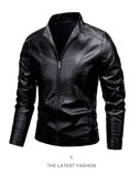 Men's PU Leather Stand Collar Motorcycle Jacket – Casual Windbreaker Biker Coat thumbnail 19