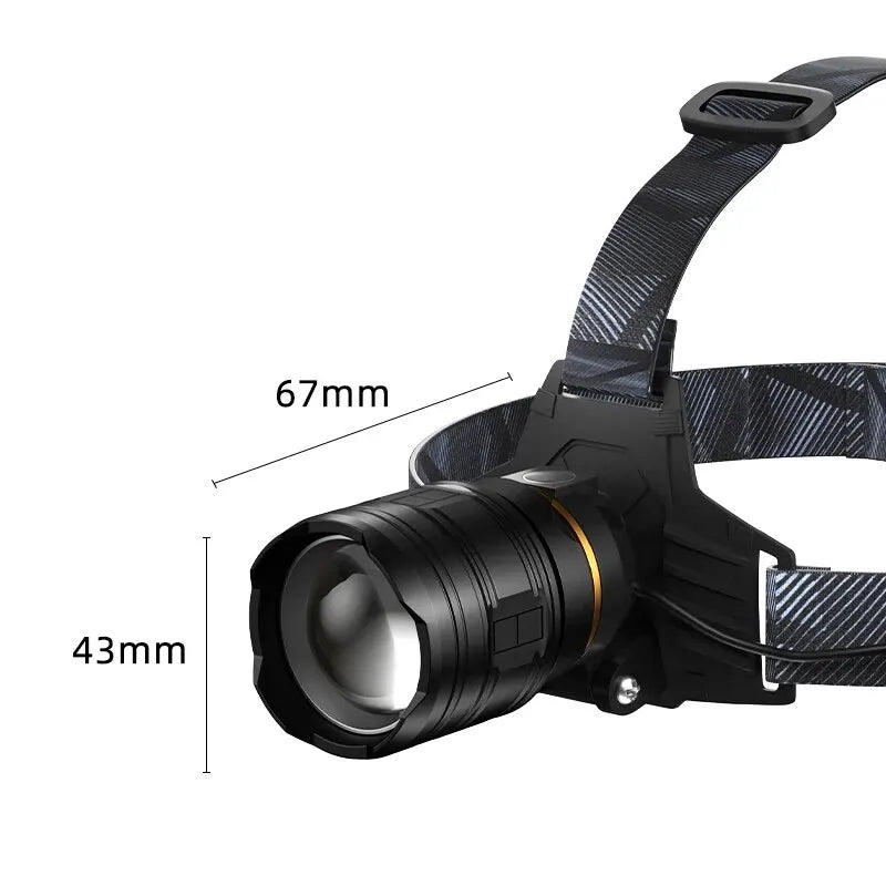 COBA XHP360 Ultra-Bright 36-Core Rechargeable Headlamp – 5 Light Modes, 2000m Range, Zoom Beam, IP68 Waterproof