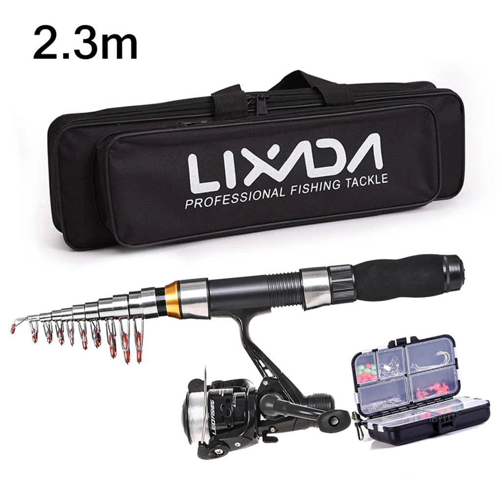 Lixada Telescopic Fishing Rod & Reel Combo Full Kit (2.1m / 2.3m) β Complete Carbon Fiber Spinning Set with Carry Bag