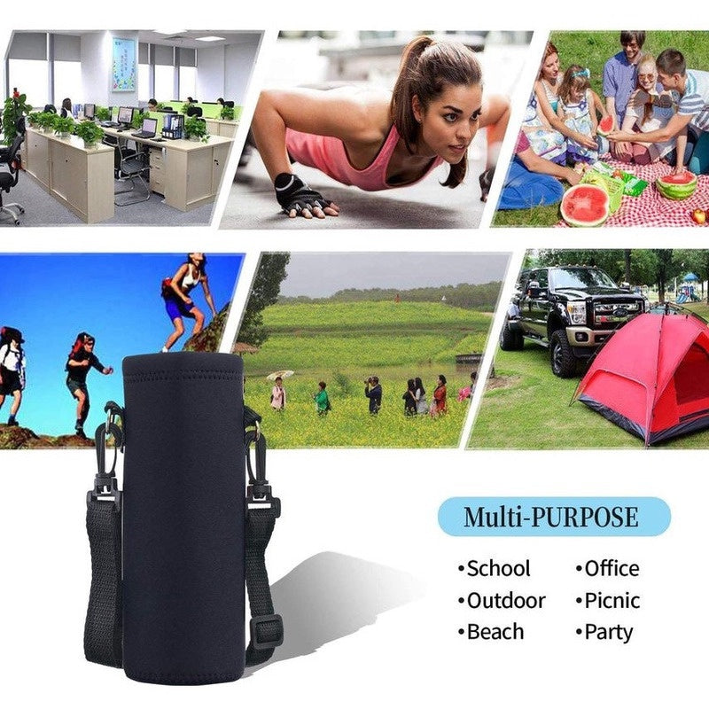 Neoprene Water Bottle Carrier with Strap – Insulated Sleeve for 610ml–1500ml Bottles (Black or Camouflage)