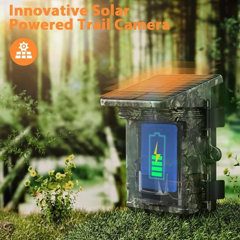 30MP 2K Solar Trail Camera – Infrared Night Vision Wildlife & Security Cam with Motion Sensor & Long Battery Life (IP66 Waterproof)