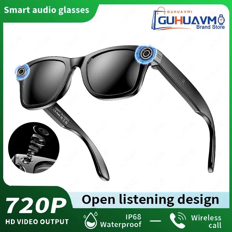 GUHUAVMI Smart Glasses for Men – 8MP Camera | WiFi | Bluetooth | AI Features | IP65 Waterproof